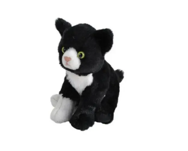 Pisica Alb cu Negru - Jucarie Plus Wild Republic 13 cm