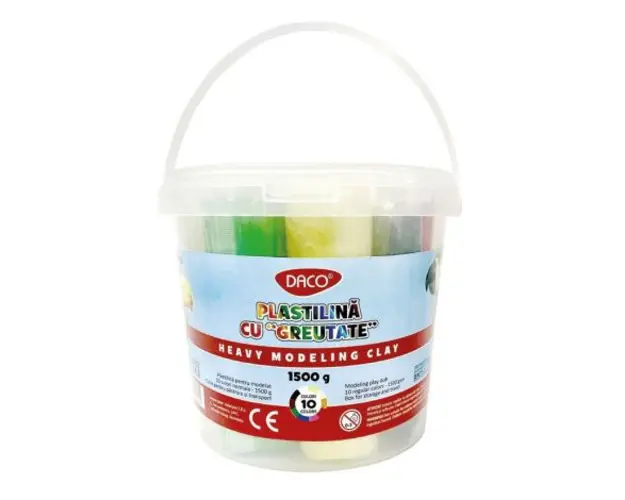 Plastilina 1500 gr, 10 culori clasice, in cutie din plastic