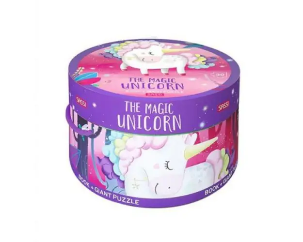 Puzzle (30 piese) cu carte - unicorn