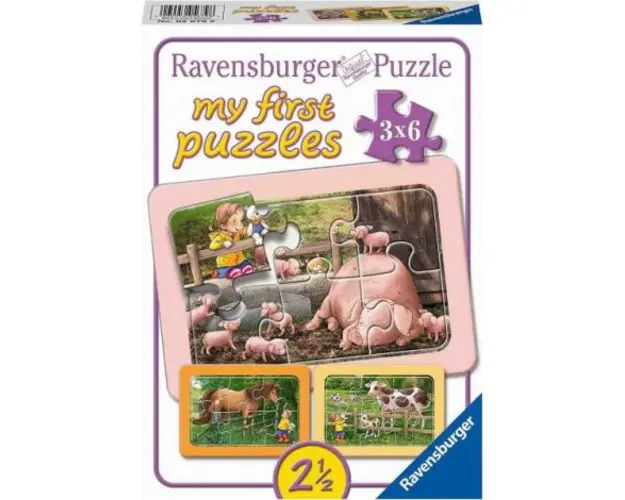 Puzzle Animale De La Ferma, 3X6 Piese