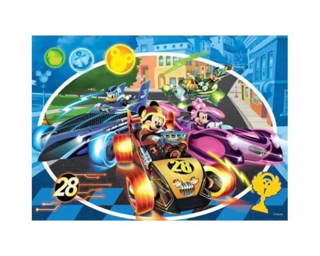 Puzzle de colorat - mickey in cursa (24 piese)