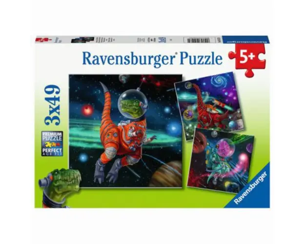 PUZZLE DINOZAURI IN SPATIU, 3x49 PIESE