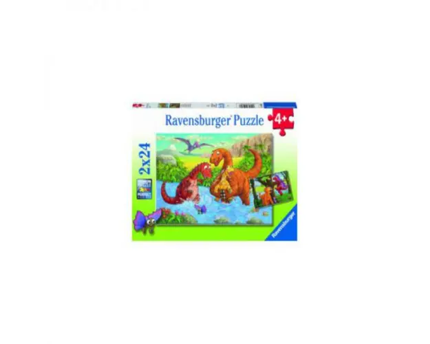 PUZZLE DINOZAURI LA RAU, 2x24 PIESE