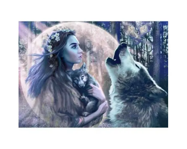 Puzzle Femeie Cu Lupi, 1000 Piese