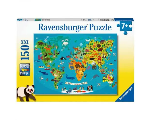 PUZZLE HARTA LUMII CU ANIMALE, 150 PIESE