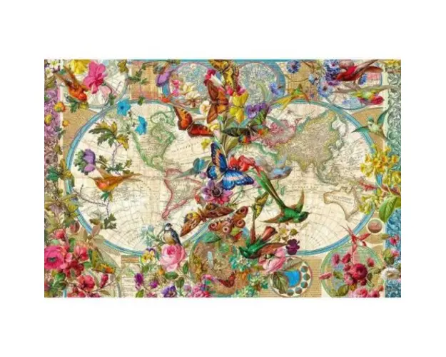 Puzzle Harta Lumii Cu Fauna Si Flora, 3000 Piese