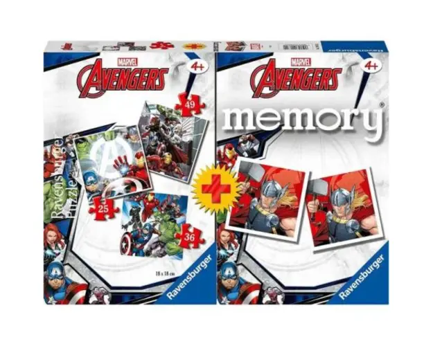 Puzzle + Joc Memory Avengers, 25 36 49 Piese
