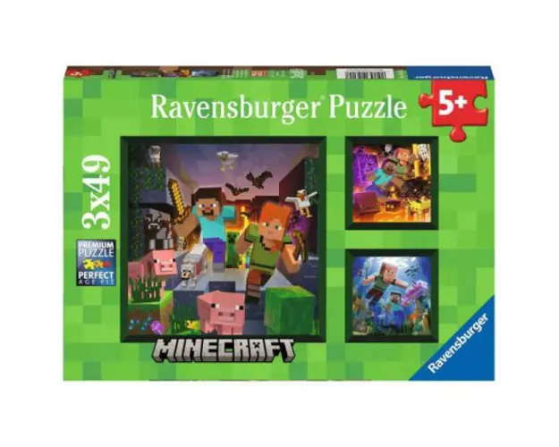 PUZZLE MINECRAFT, 3x49 PIESE