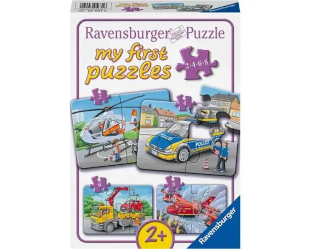 Puzzle Set 4 Buc Vehicule De Urgenta, 2 4 6 8 Piese