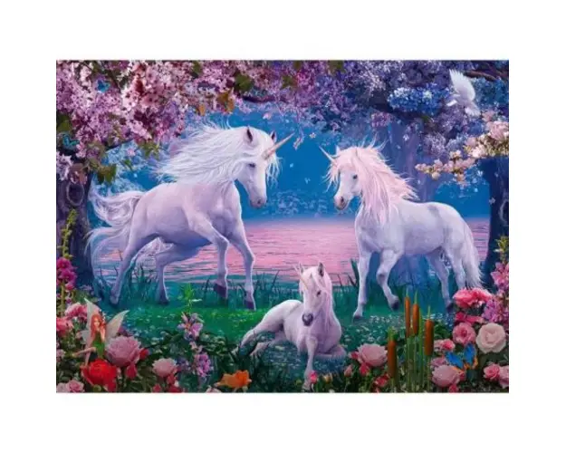 Puzzle Unicorni Albi, 100 Piese