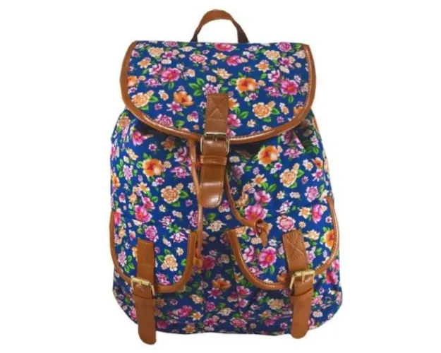 Rucsac urban Jolie Fleurs, fond albastru - LaRue