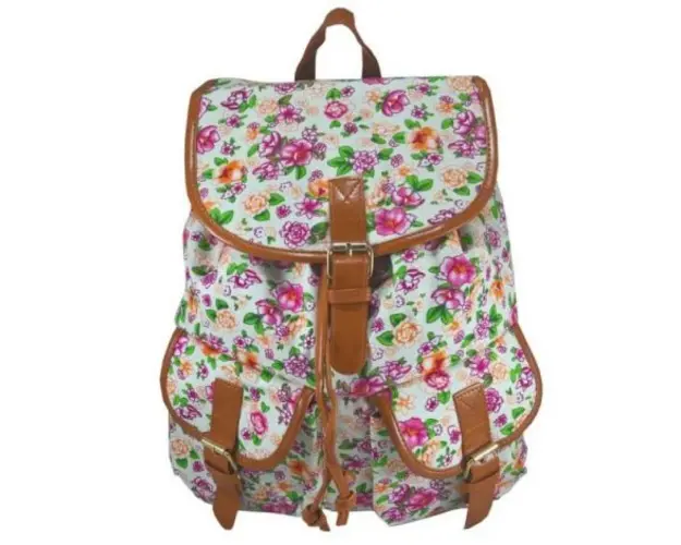 Rucsac urban Jolie Fleurs, fond crem - LaRue
