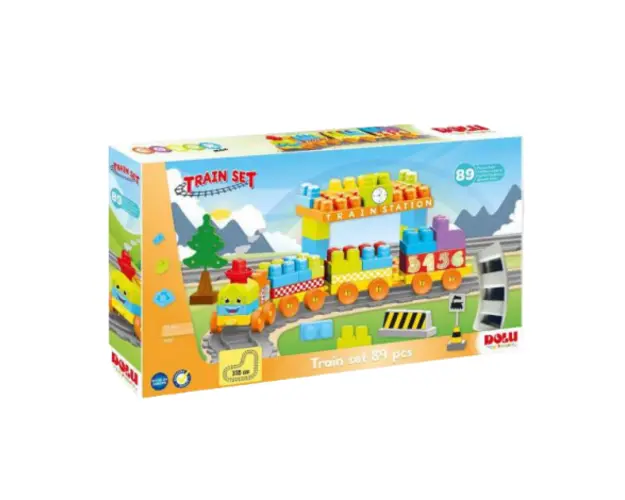 Set de constructii cu trenulet - 89 piese