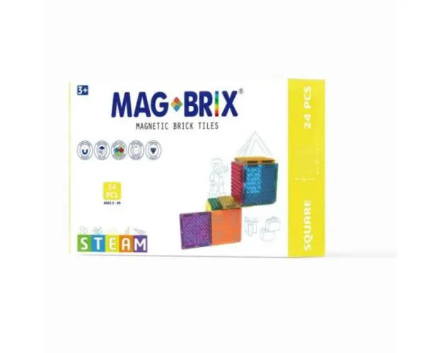 Set magnetic Magbrix 24 piese patrate - compatibil cu caramizi de constructie tip Lego
