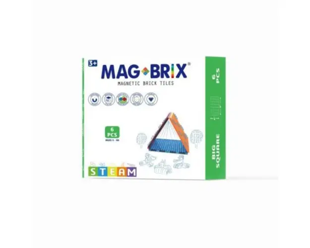 Set magnetic Magbrix 6 piese patrate mari - compatibil cu caramizi de constructie tip Lego 