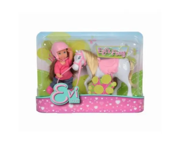 Set Papusica Evi Cu Calut Alb