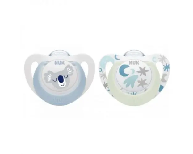 Suzeta Nuk Star Day & Night Silicon 0-6 luni M1 Bleu, Set 2 Bucati