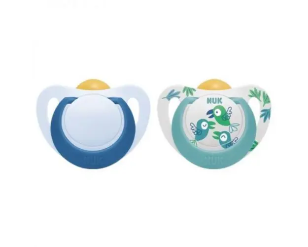 Suzeta Nuk Star Latex 18-36 luni Albastru, Set 2 Bucati