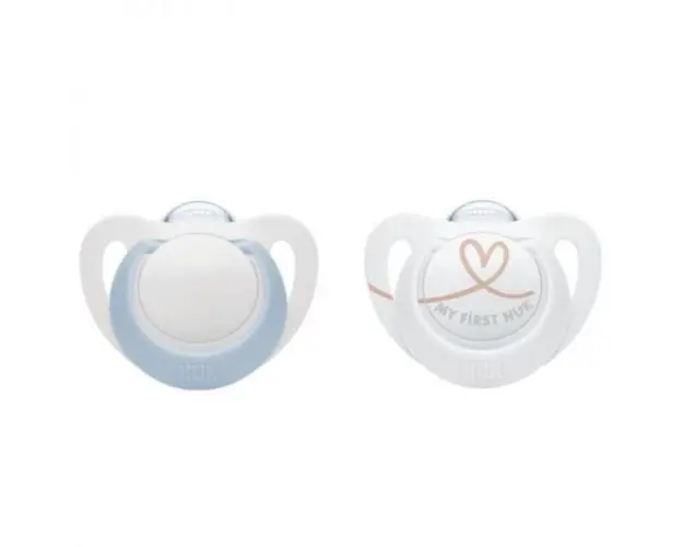 Suzeta Nuk Star Silicon 0-2 luni Bleu, Set 2 Bucati
