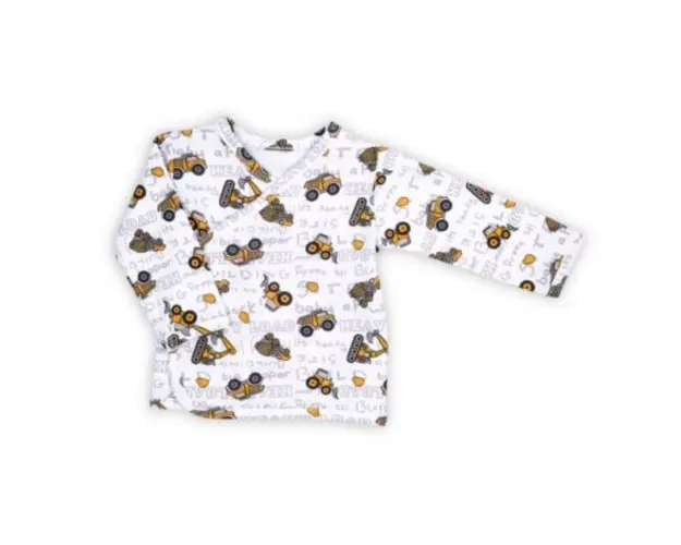 Tricou cu maneca lunga 100% bumbac (181005) Colectia Big Trucks 2021 Alb Marimea 68