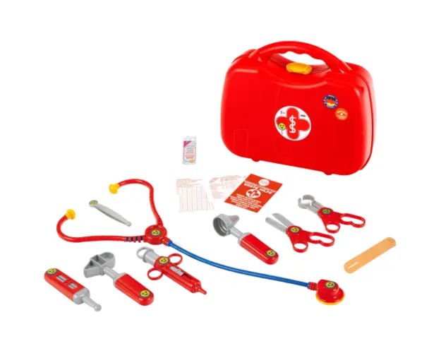 Set Medic cu Geanta si 14 Accesorii Incluzand Stetoscop, Termometru si Seringa Theo Klein 4383 pentru Copii 3+