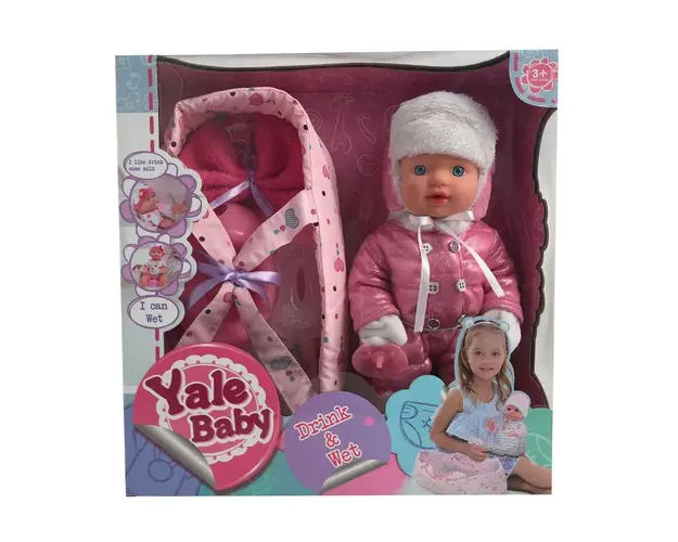 Bebelus cu landou si haine de iarna Yale Baby 30 cm