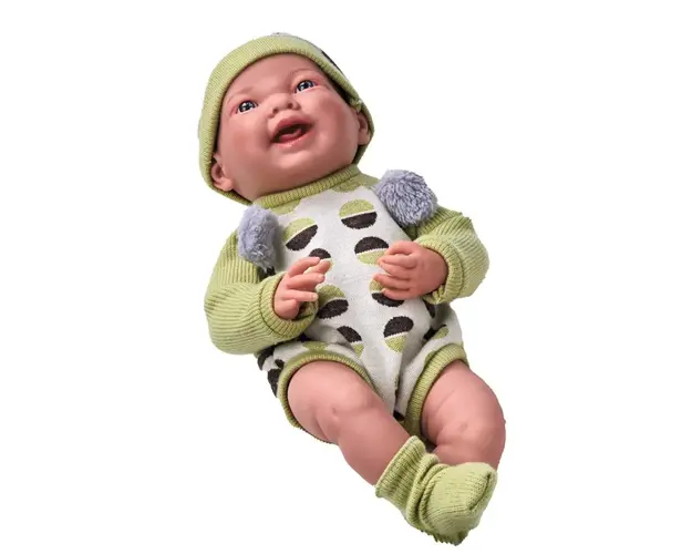 Bebelus realist Baby Doll 41 cm cu haine verzi
