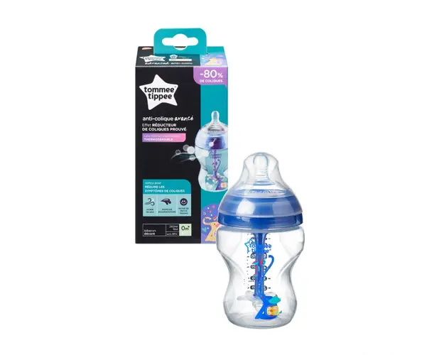 Biberon Advanced anticolici cu sistem de ventilatie Tommee Tippee 260 ml blue