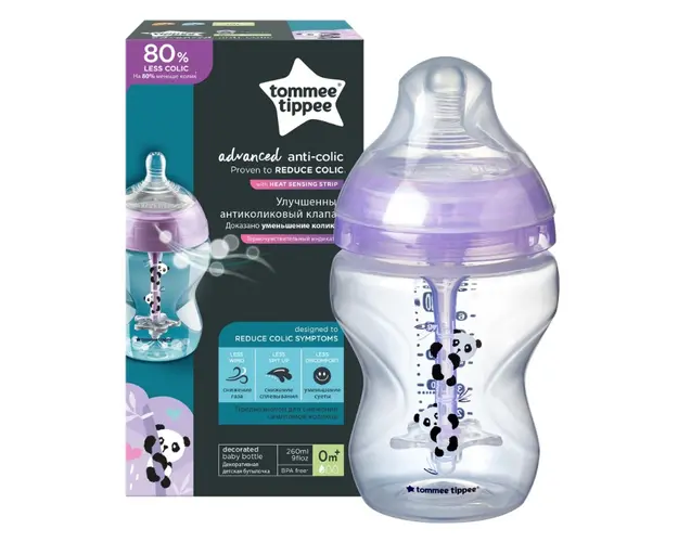Biberon Advanced anticolici cu sistem de ventilatie Tommee Tippee 260 ml Ursuleti Panda
