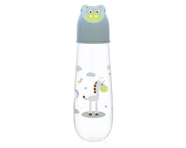 Biberon cu capac in relief si tetina silicon Lorelli Baby Care Animals 250 ml 0+ Mint Green