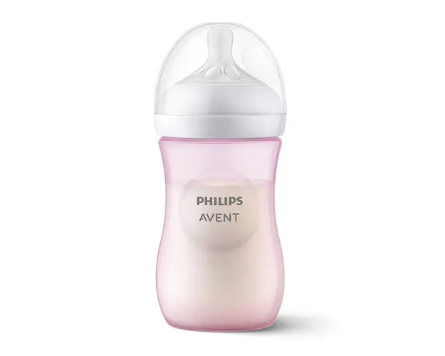 Biberon cu tetina din silicon Avent Natural Response 3.0 260 ml 1+ Roz