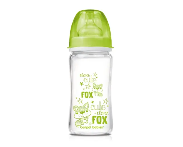 Biberon de sticla 240 ml Canpol Easy Start Cute Fox