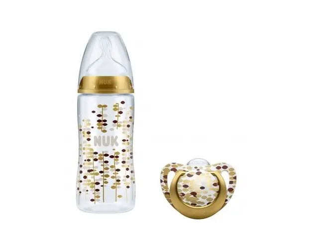 Biberon NUK First Choice Gold si suzeta Cadou 0-6 luni 300ml