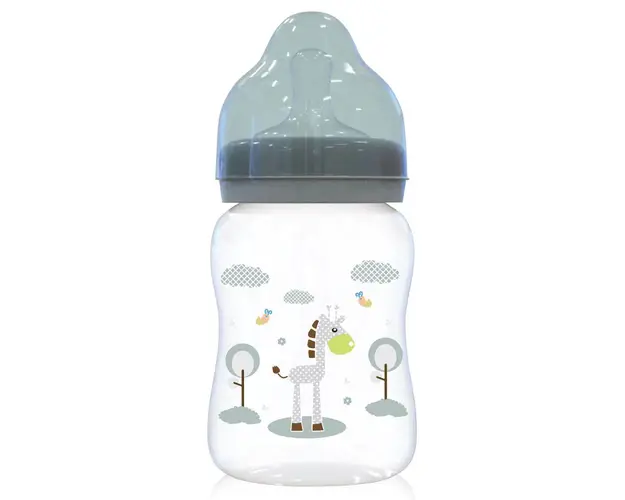 Biberon polipropilena cu tetina silicon Lorelli Baby Care Animals 0+ Mint Green