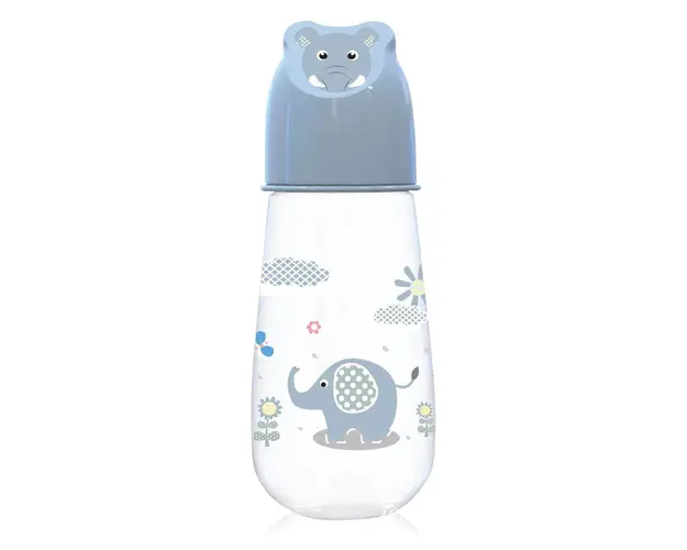 Biberon polipropilena cu tetina silicon Lorelli Baby Care Animals 125 ml 0+ Moonlight Blue