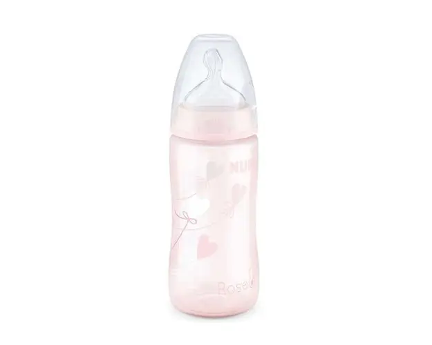 Biberon polipropilena cu tetina silicon Nuk First Choice 300 ml Rose
