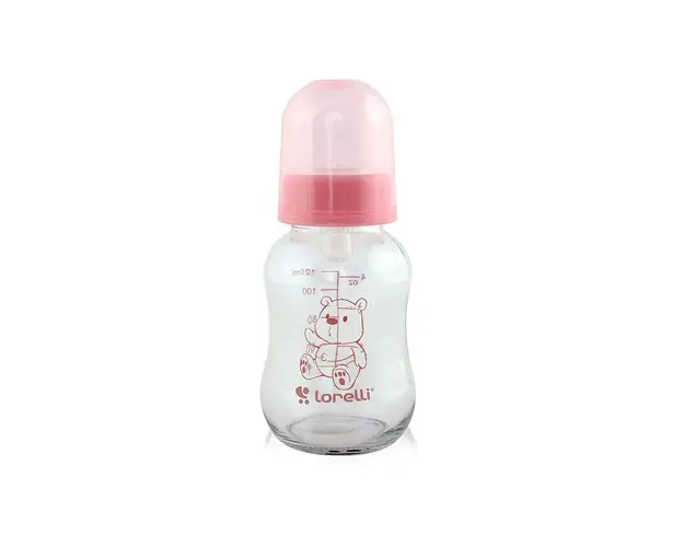 Biberon sticla cu tetina de silicon Lorelli Baby Care 120 ml 0+ Blush Pink