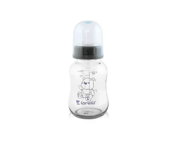 Biberon sticla cu tetina de silicon Lorelli Baby Care 120 ml 0+ Moonlight Blue