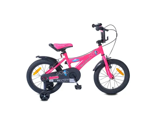 Bicicleta pentru fete 16 inch Byox Devil roz cu roti ajutatoare