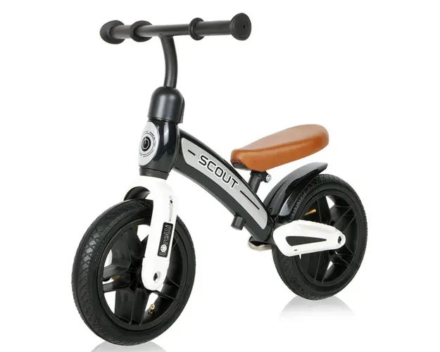 Bicicleta de echilibru fara pedale pentru baieti roti cauciuc 10 inch Lorelli Scout Air Neagra