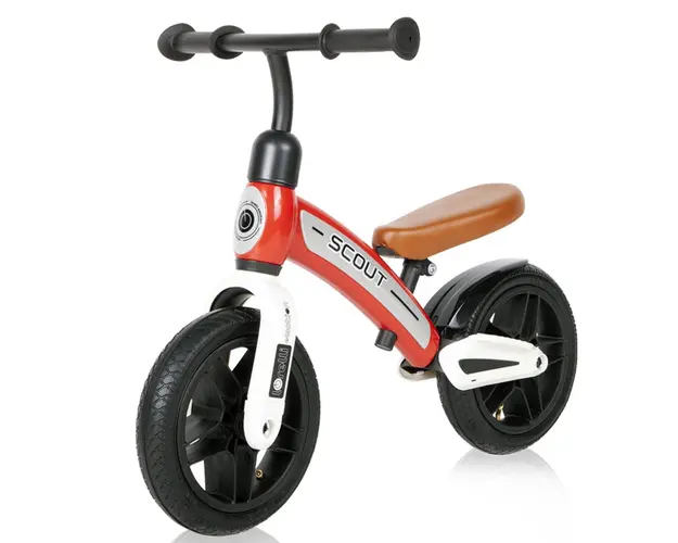 Bicicleta de echilibru fara pedale pentru fete roti cauciuc 10 inch Lorelli Scout Air Rosie
