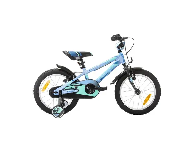 Bicicleta pentru baieti 16 inch cu roti ajutatoare Max Bike Sprint Casper Bleu