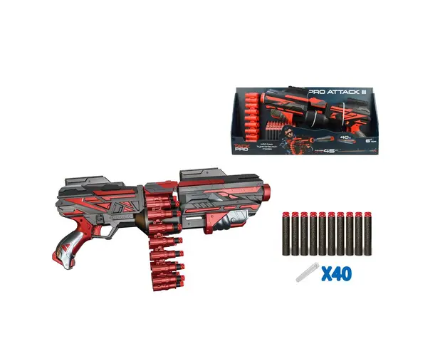 Blaster Ocie Red Guns Pro Attack cu cartusiera si 40 proiectile