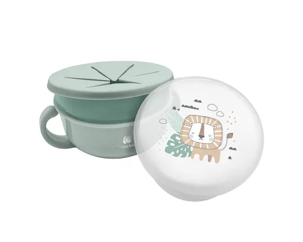 Bol cu capac si protectie silicon 380 ml Savana Verde menta