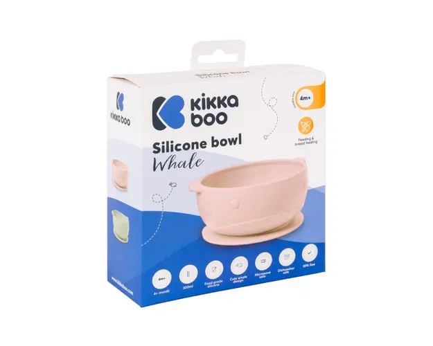 Bol din silicon 300 ml Kikka Boo Whale Roz