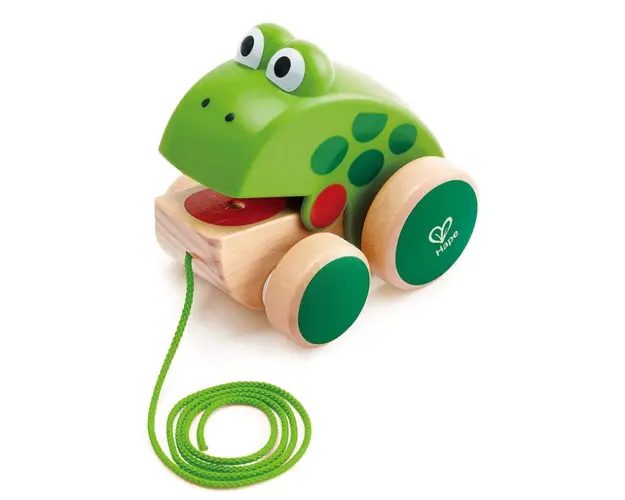 Broscuta din lemn de tras Hape Frog