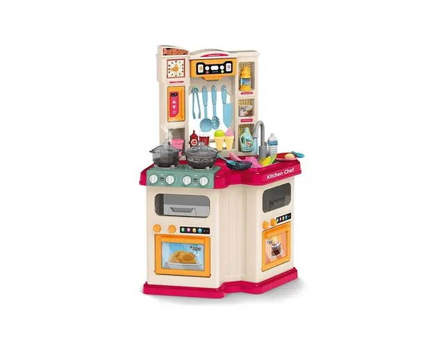 Bucatarie cu chiuveta functionala si aburi Ocie Little Chef Pink