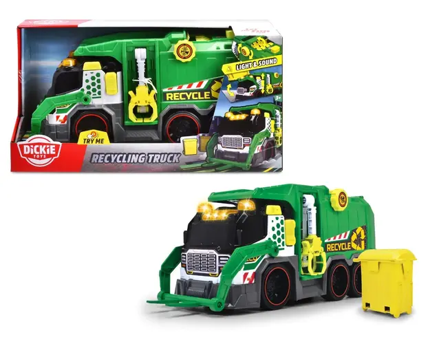 Camion de gunoi Dickie cu brat incarcare motorizat, sunete si luminite