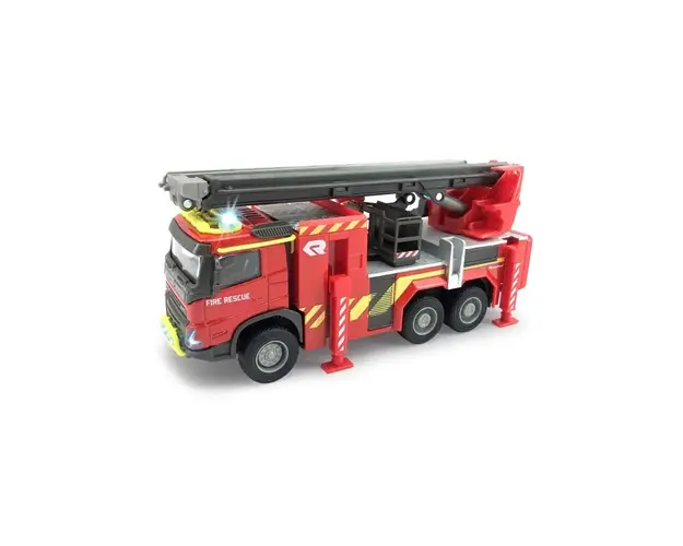 Camion de pompieri metalic Majorette Volvo cu lumini si sunete 19 cm