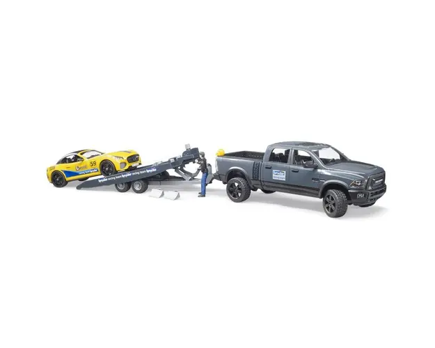 Camion pick up cu platforma si masinuta de curse Bruder MAN TGS si Roadster